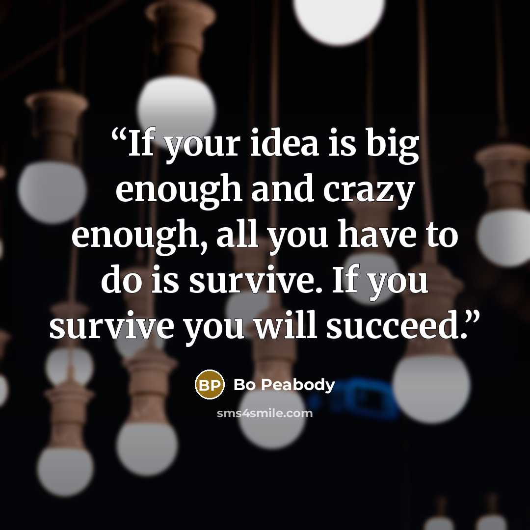 “If your idea is big enough and crazy enough, all you have to do is survive. If you survive you will succeed.” quote by Bo Peabody