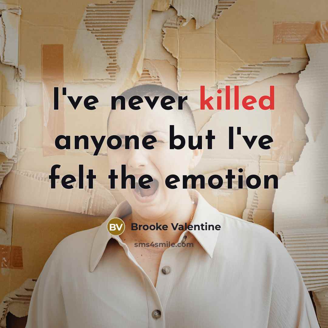 “I've never killed anyone but I've felt the emotion…” quote by Brooke Valentine
