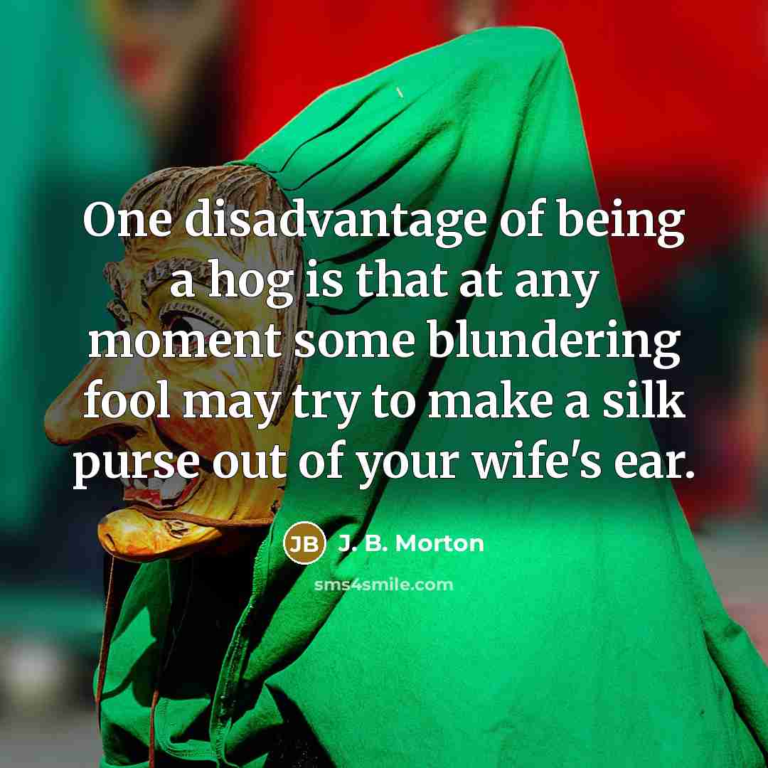 “One disadvantage of being a hog is that at any…” quote by J. B. Morton