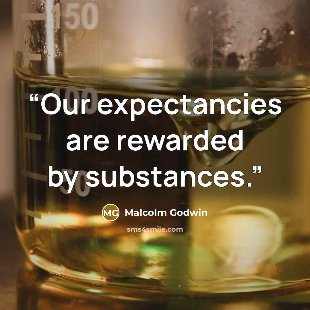 “Our expectancies are rewarded by substances.” quote by Malcolm Godwin