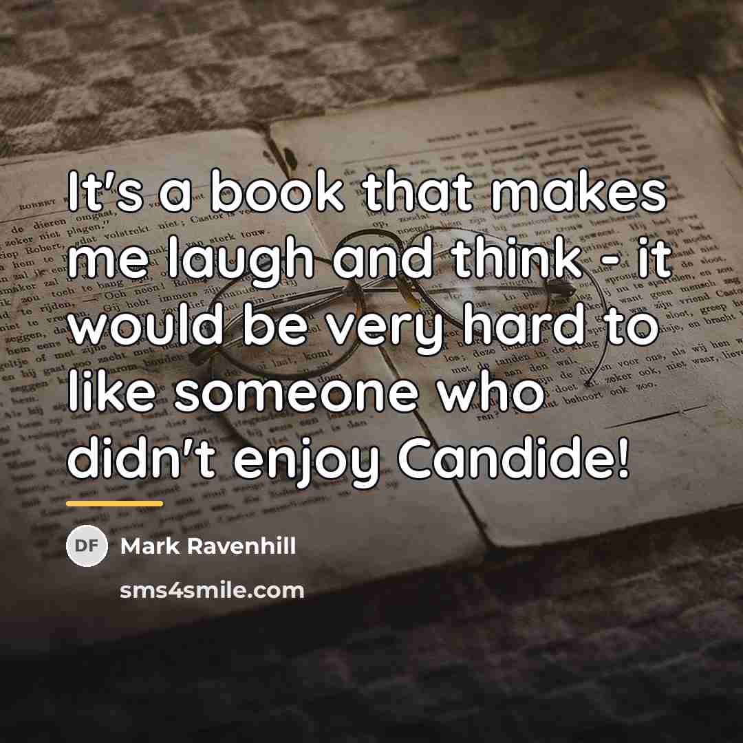 “It's a book that makes me laugh and think -…” quote by Mark Ravenhill