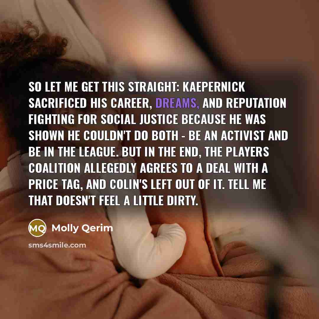 “So let me get this straight: Kaepernick sacrificed his career,…” quote by Molly Qerim