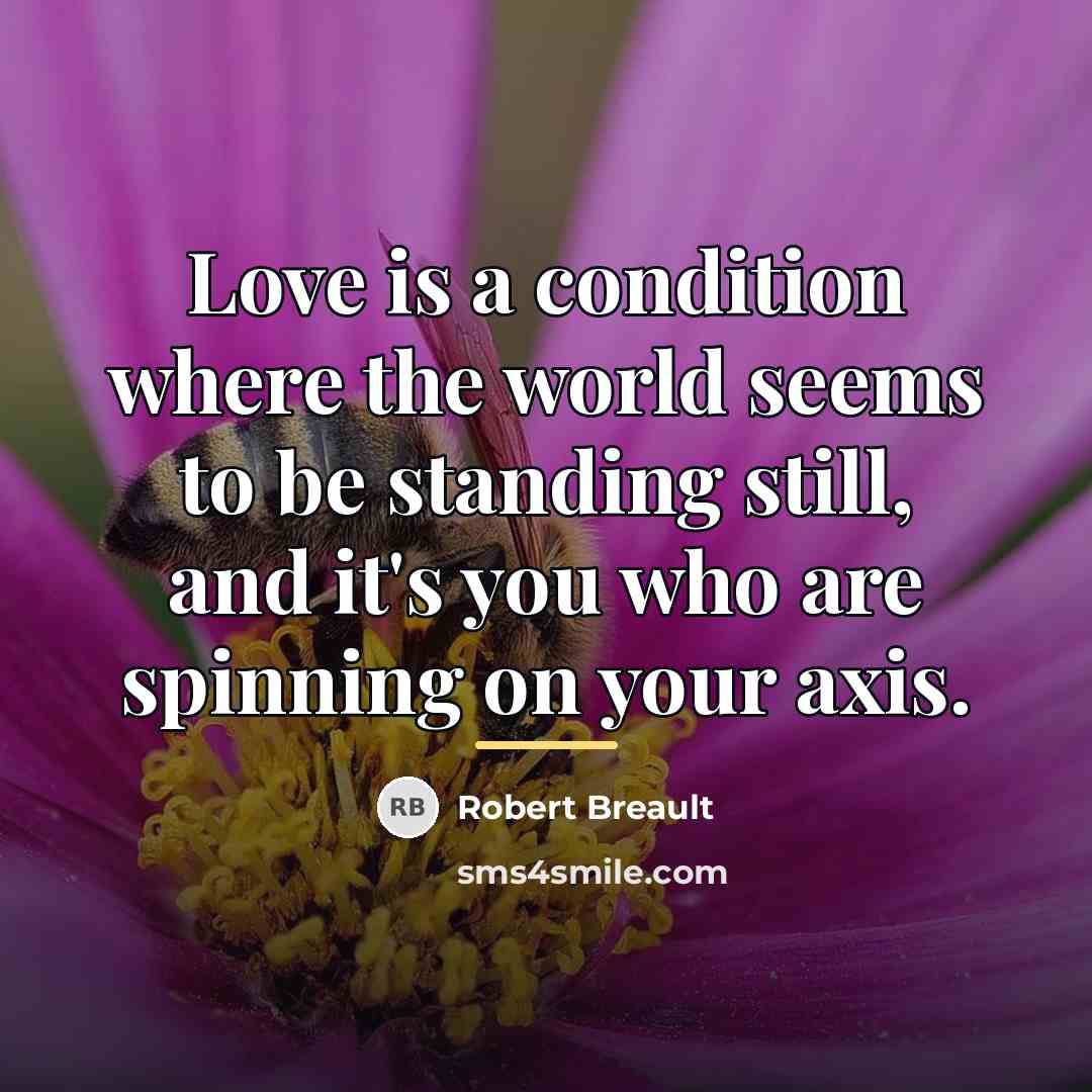 “Love is a condition where the world seems to be…” quote by Robert Breault