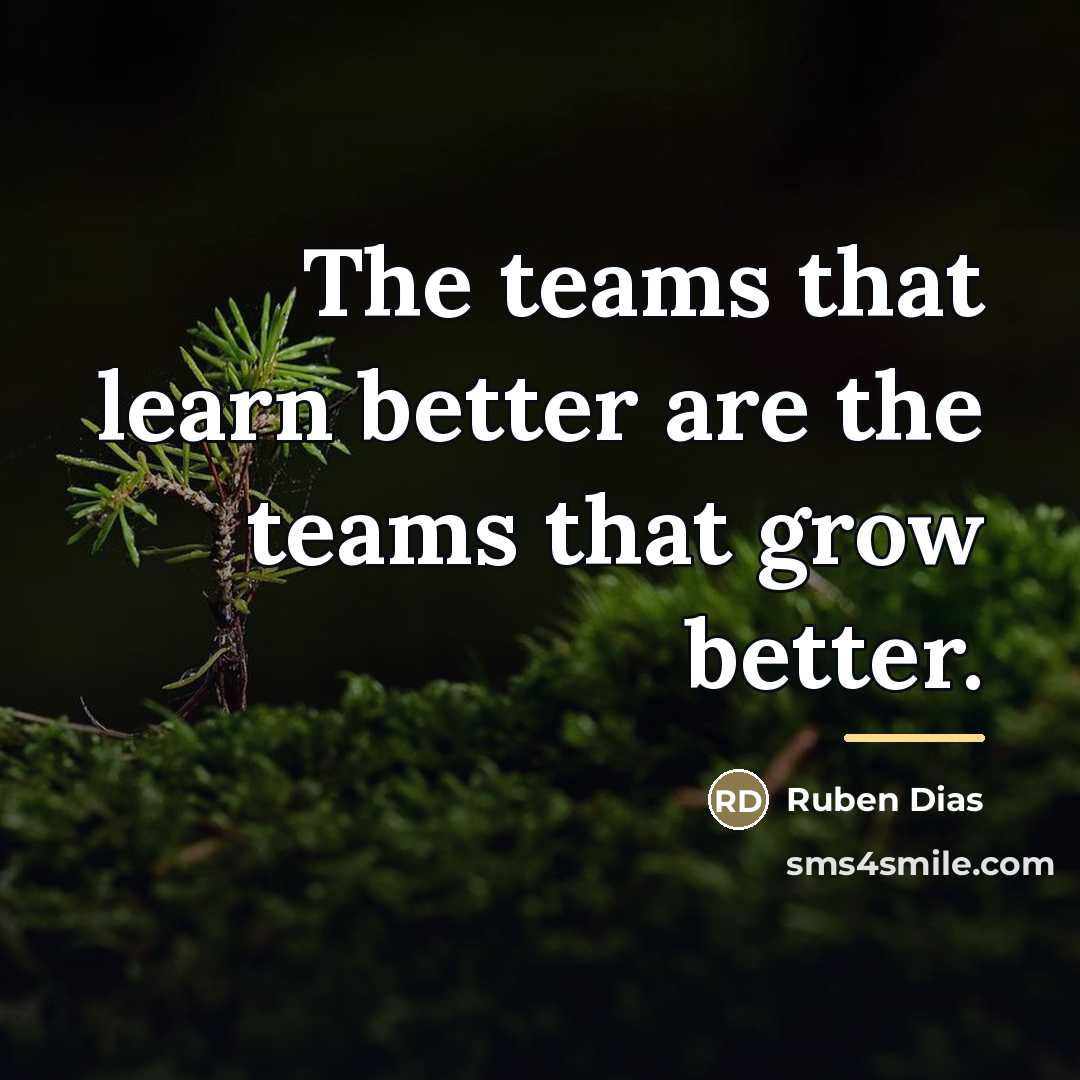 “The teams that learn better are the teams that grow…” quote by Ruben Dias