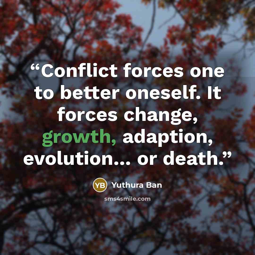 “Conflict forces one to better oneself. It forces change, growth, adaption, evolution… or death.” quote by Yuthura Ban