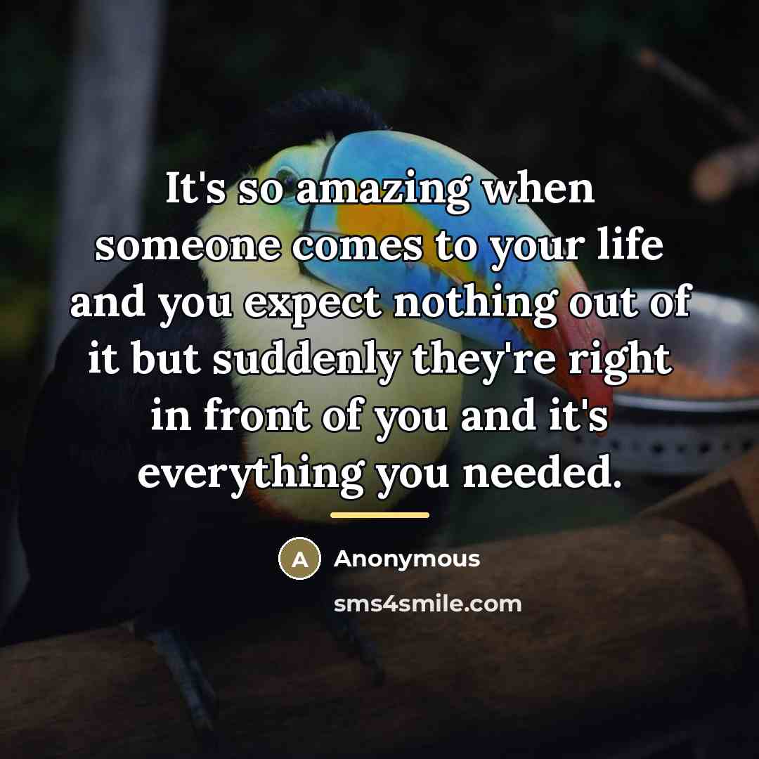“It's so amazing when someone comes to your life and…” quote by Anonymous