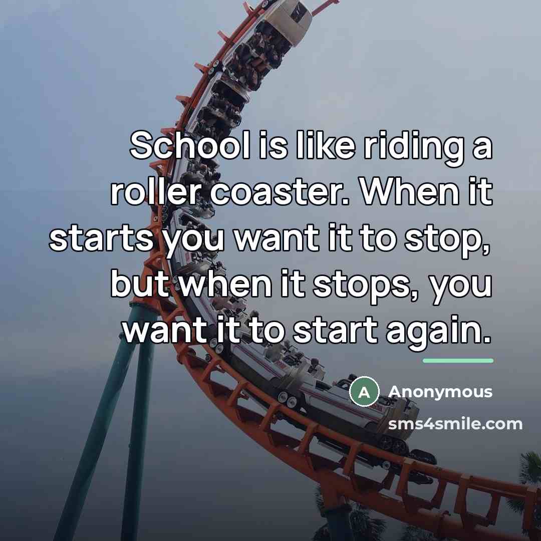 “School is like riding a roller coaster. When it starts…” quote by Anonymous