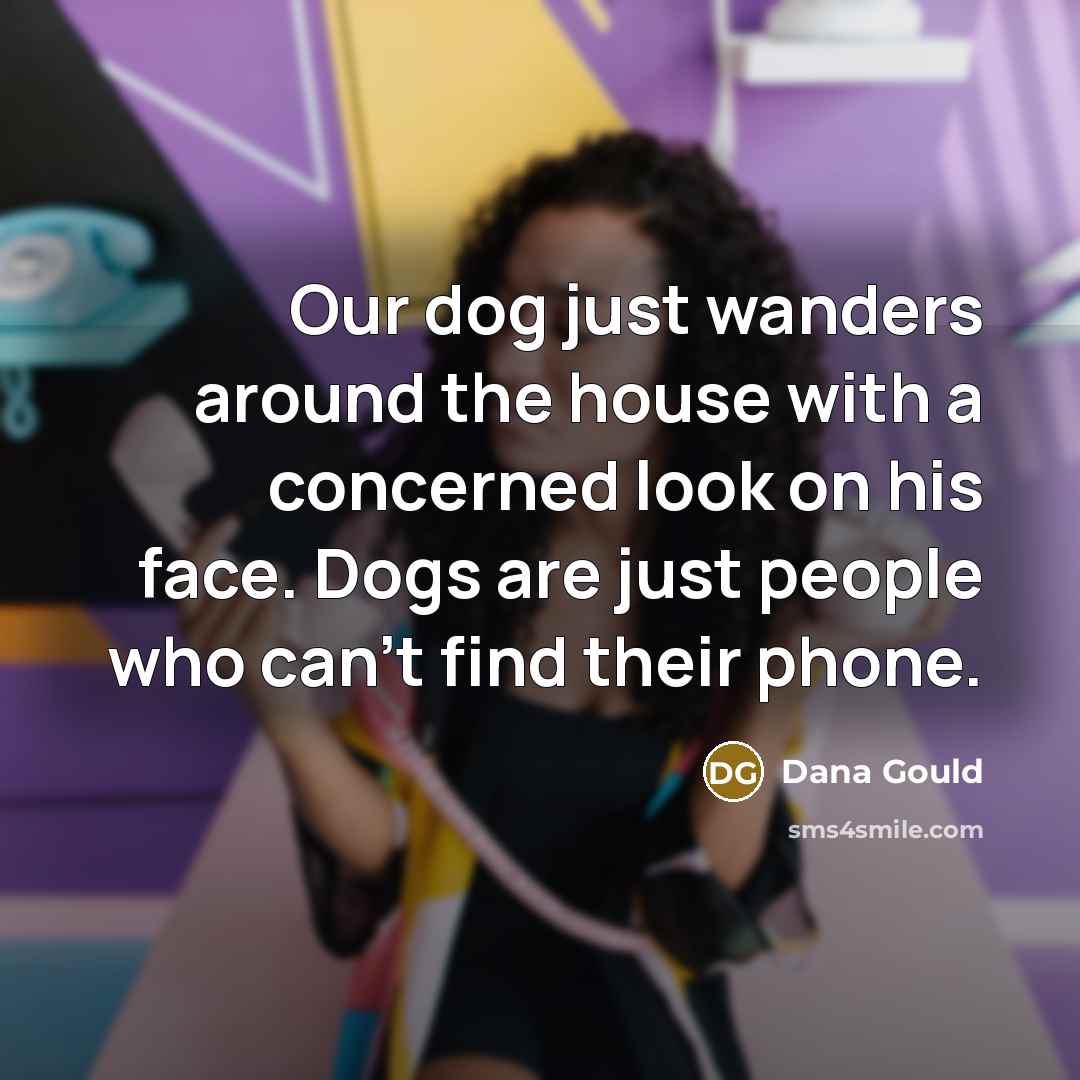 “Our dog just wanders around the house with a concerned…” quote by Dana Gould