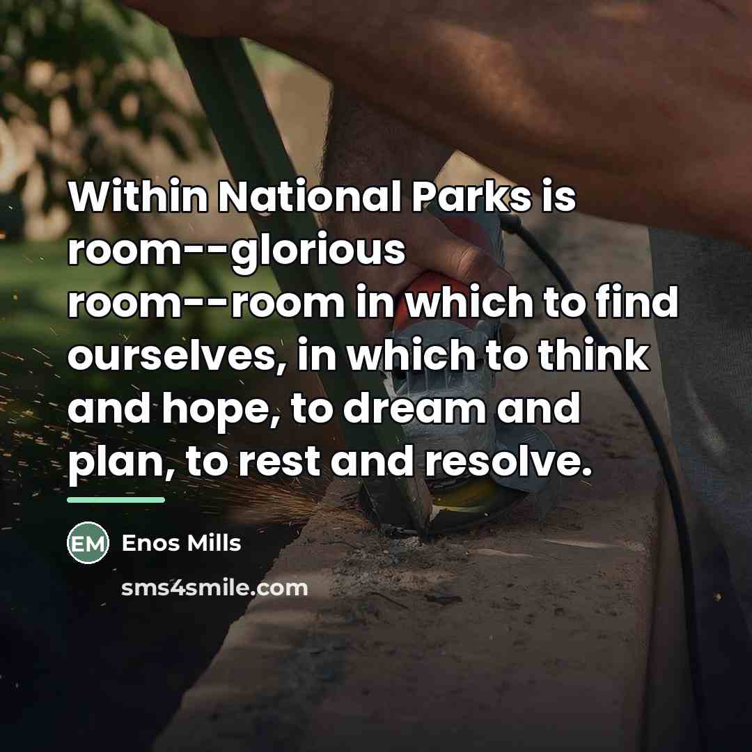 “Within National Parks is room--glorious room--room in which to find…” quote by Enos Mills