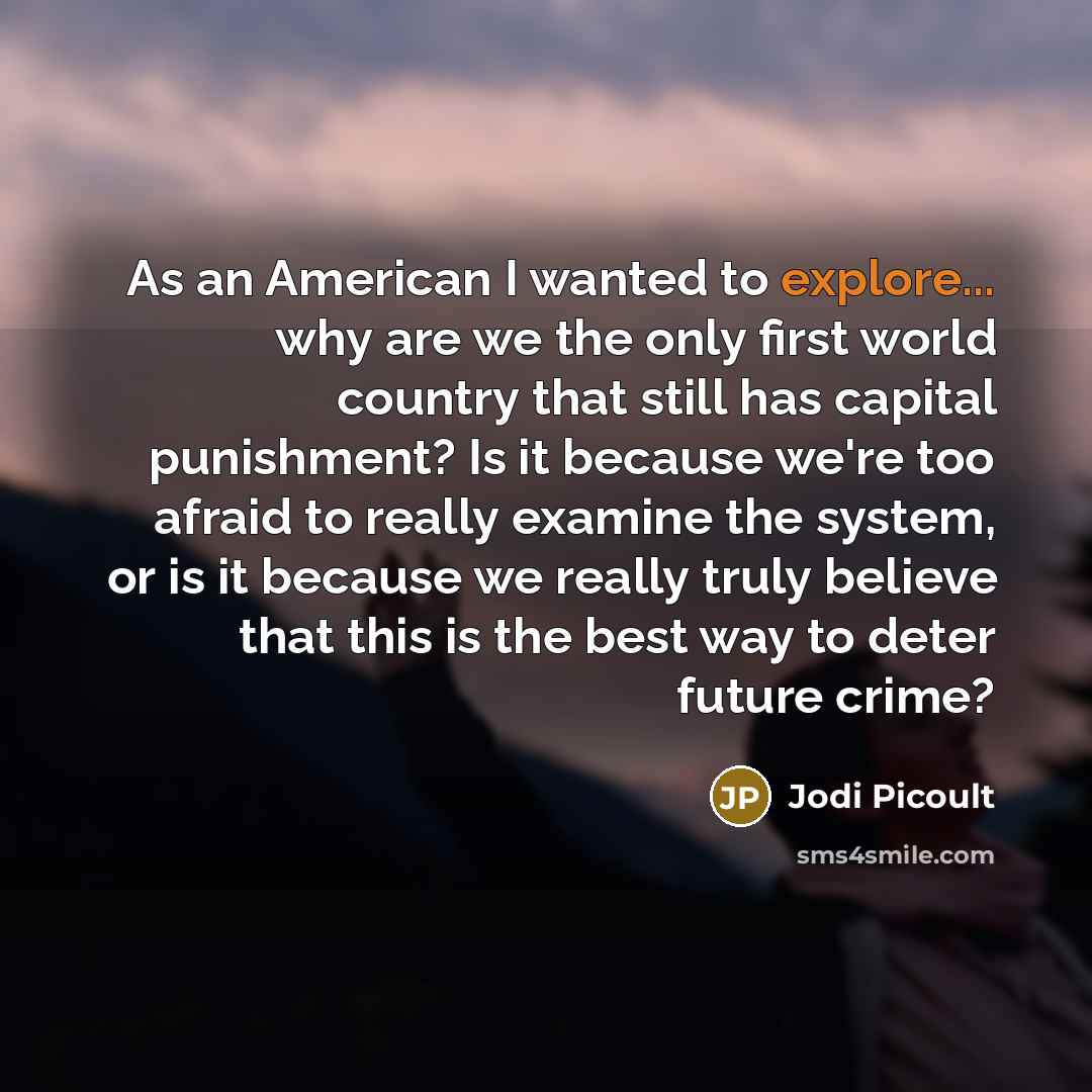 “As an American I wanted to explore... why are we…” quote by Jodi Picoult
