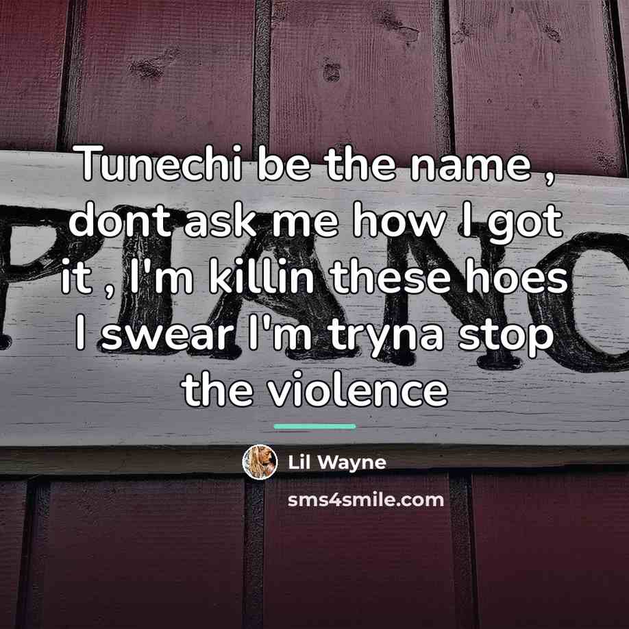 “Tunechi be the name , dont ask me how I…” quote by Lil Wayne