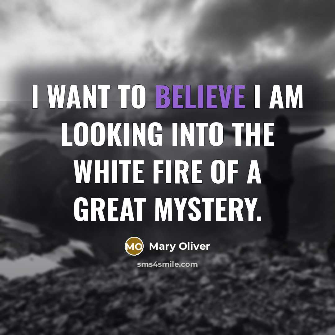 “I want to believe I am looking into the white…” quote by Mary Oliver