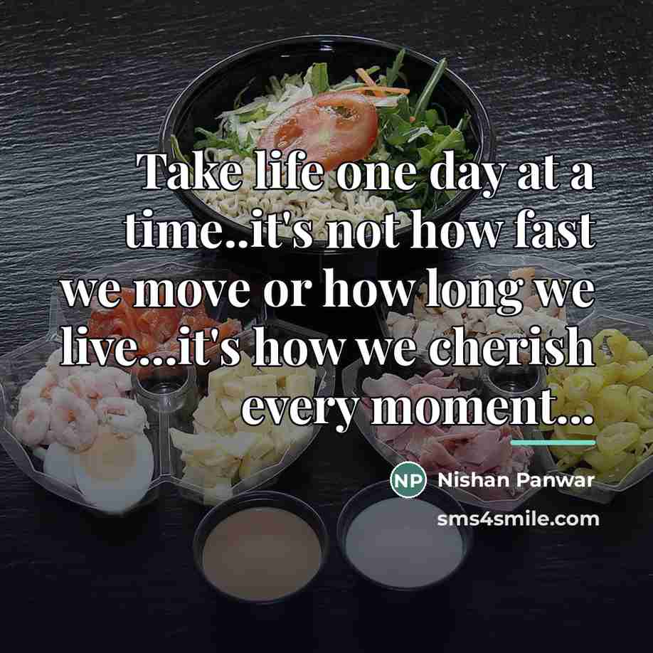 “Take life one day at a time..it's not how fast…” quote by Nishan Panwar
