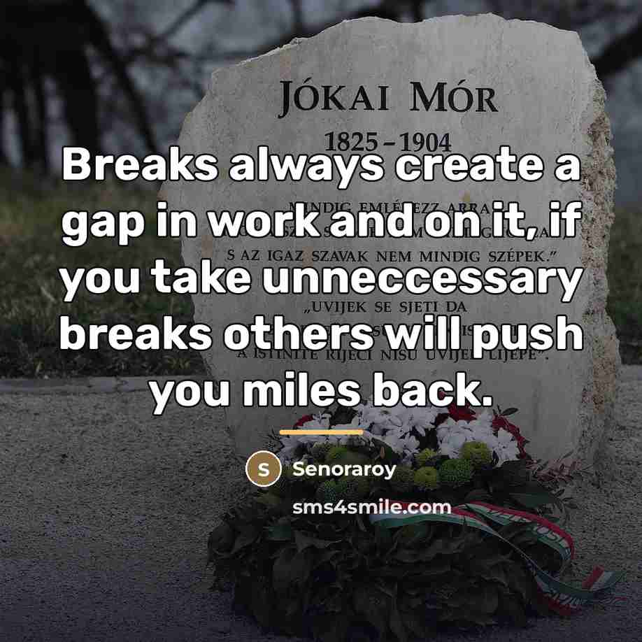 “Breaks always create a gap in work and on it,…” quote by Senoraroy