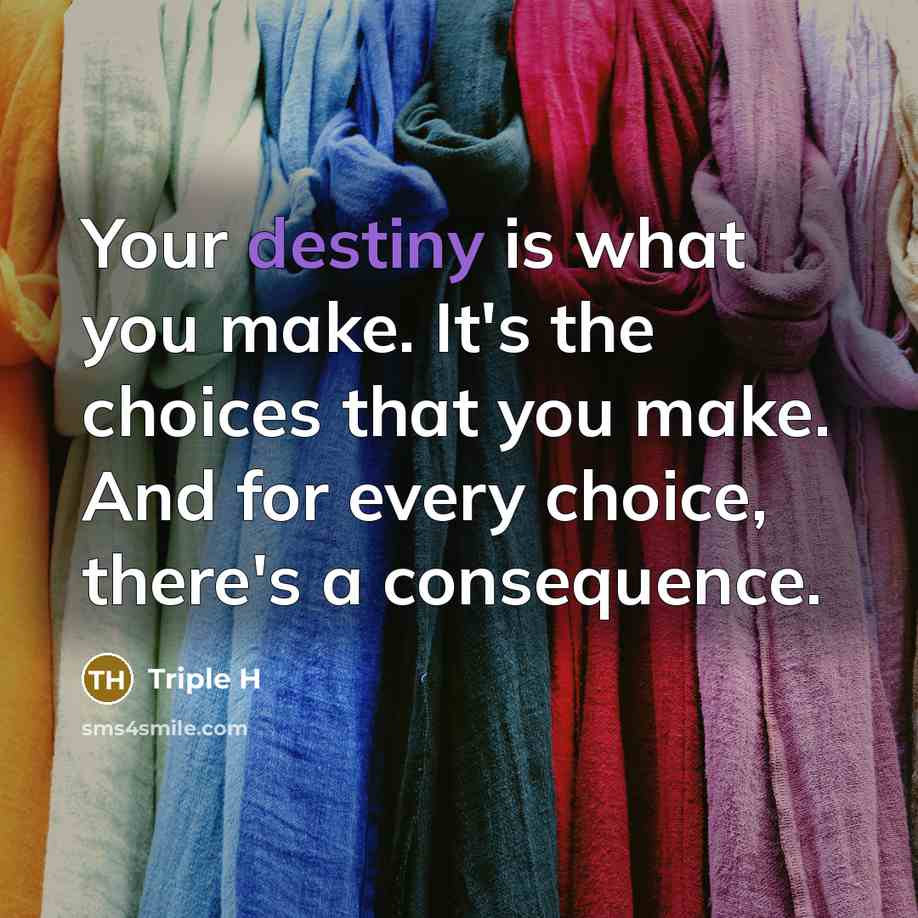 “Your destiny is what you make. It's the choices that…” quote by Triple H