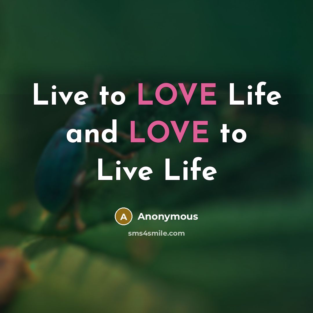 “Live to LOVE Life and LOVE to Live Life…” quote by Anonymous