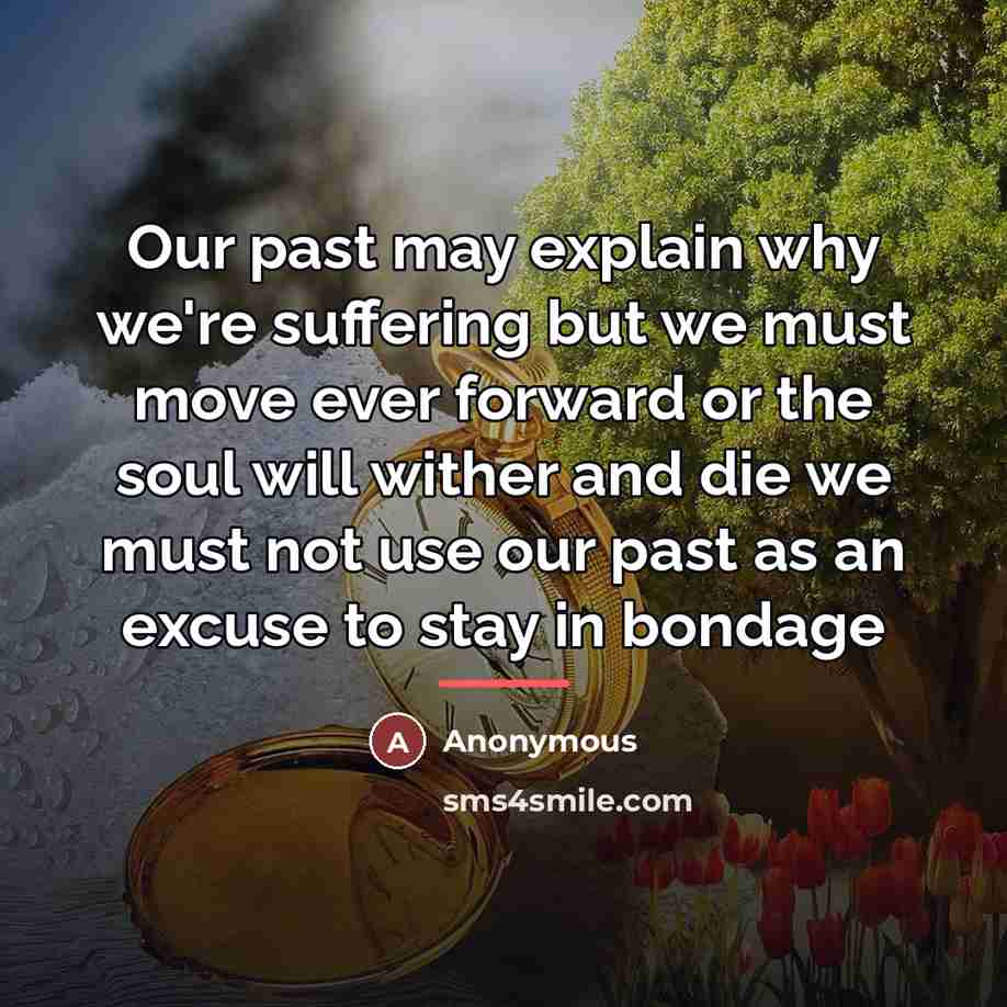 “Our past may explain why we're suffering but we must…” quote by Anonymous