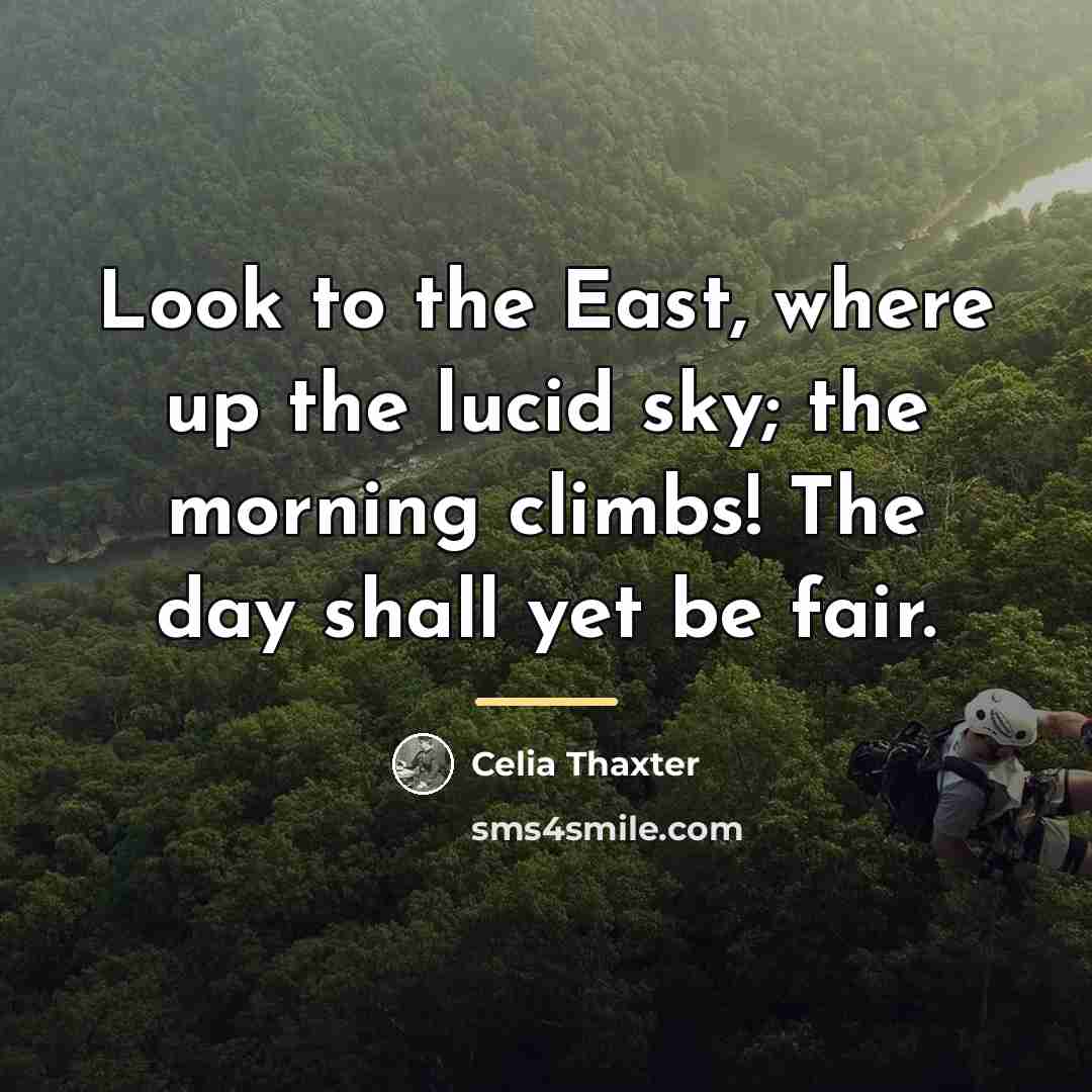“Look to the East, where up the lucid sky; the…” quote by Celia Thaxter