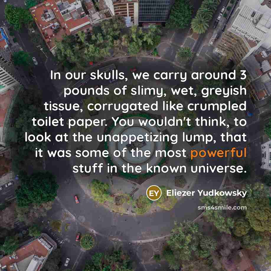 “In our skulls, we carry around 3 pounds of slimy,…” quote by Eliezer Yudkowsky
