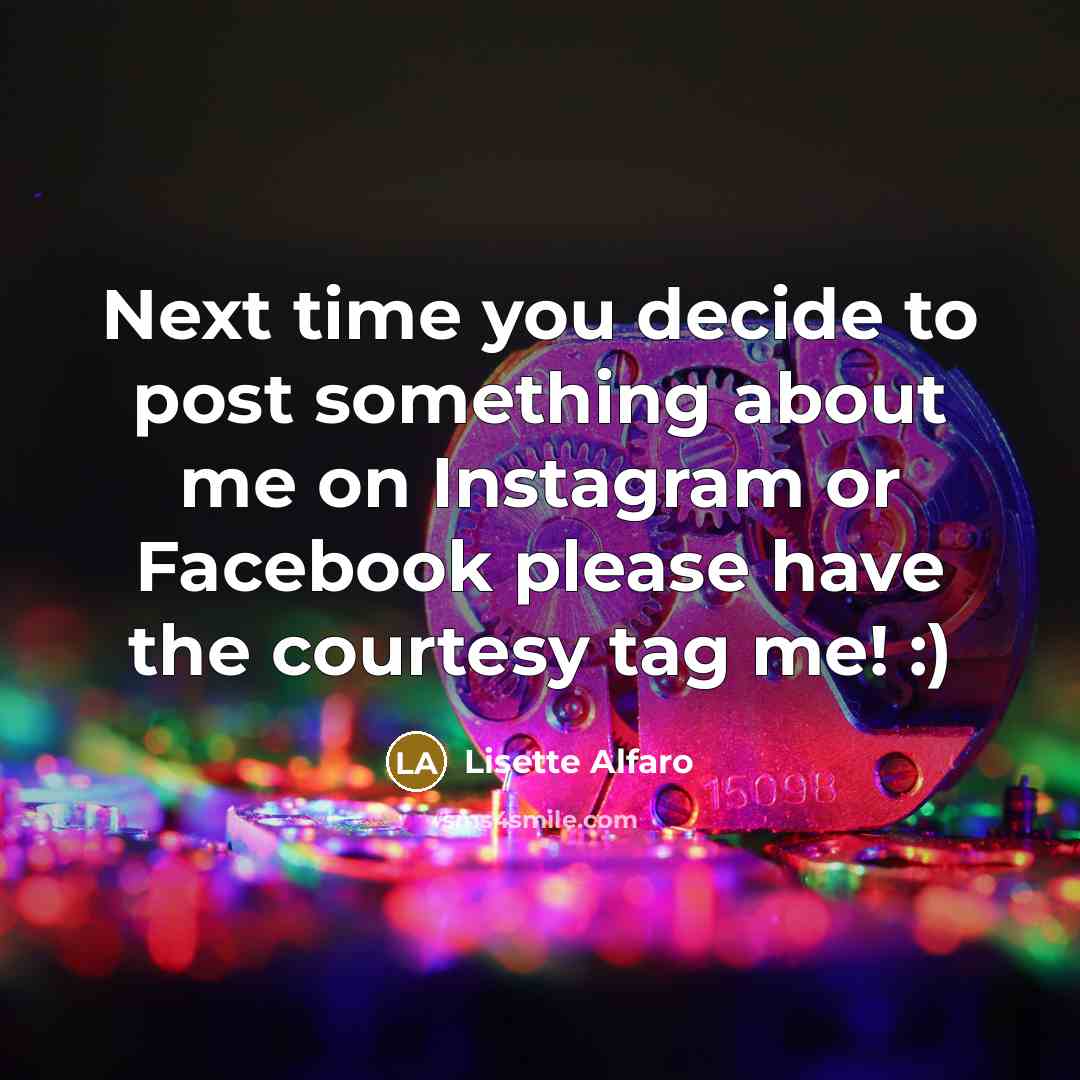 “Next time you decide to post something about me on…” quote by Lisette Alfaro