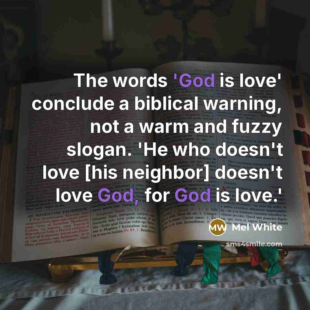 “The words 'God is love' conclude a biblical warning, not…” quote by Mel White