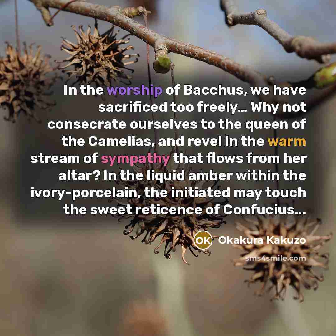 “In the worship of Bacchus, we have sacrificed too freely....…” quote by Okakura Kakuzo