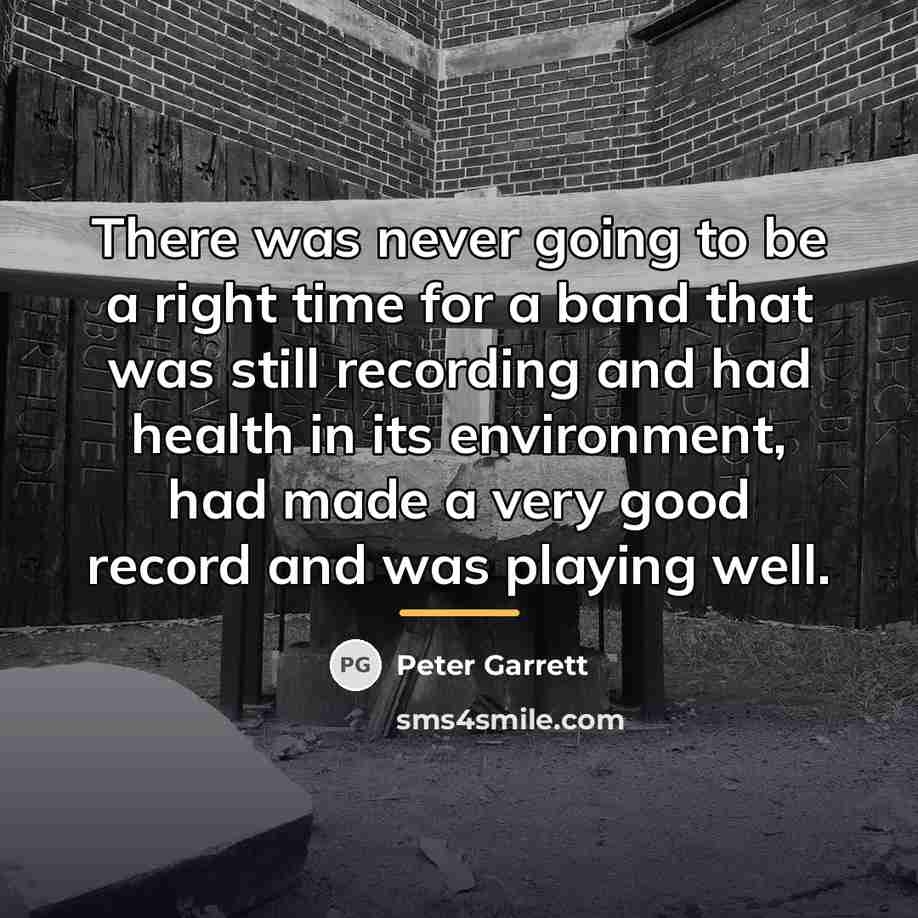 “There was never going to be a right time for…” quote by Peter Garrett