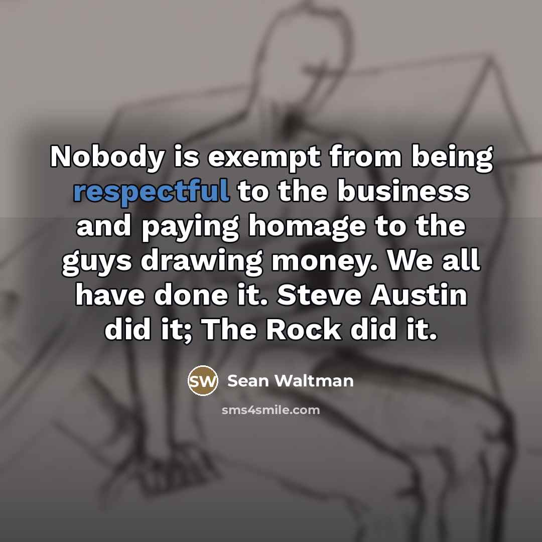 “Nobody is exempt from being respectful to the business and…” quote by Sean Waltman