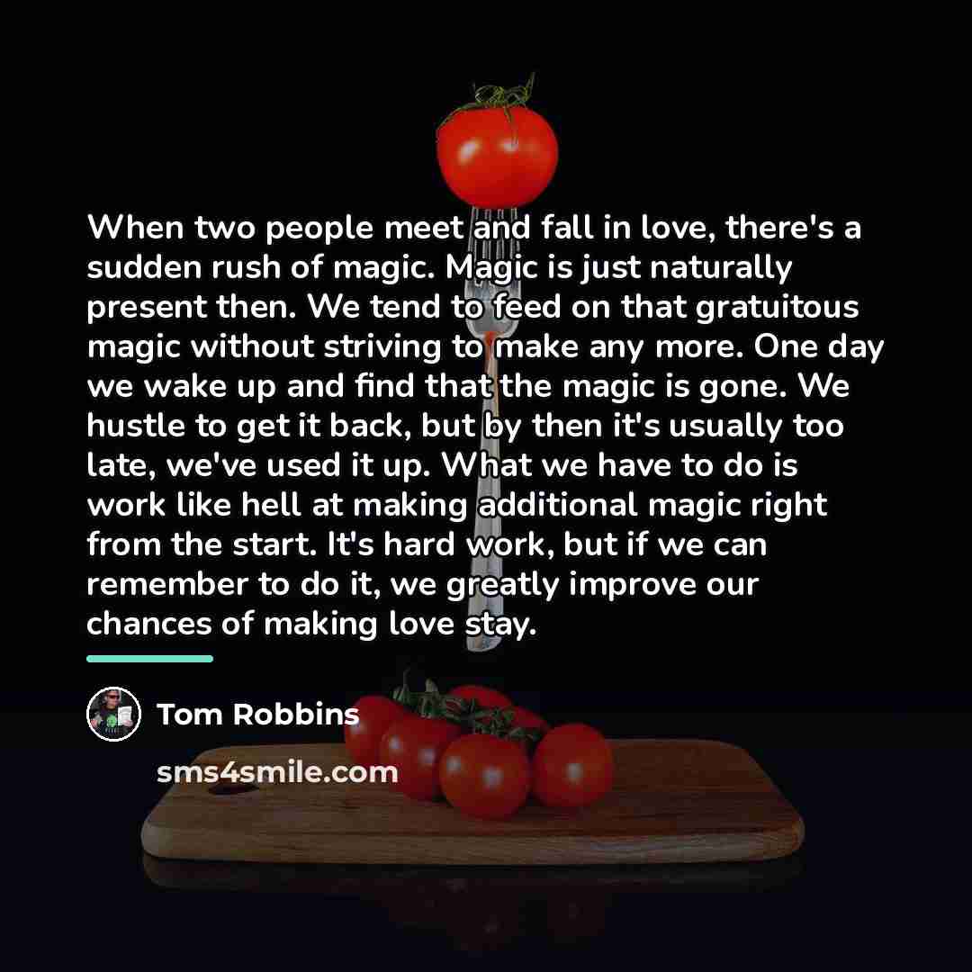 “When two people meet and fall in love, there's a…” quote by Tom Robbins