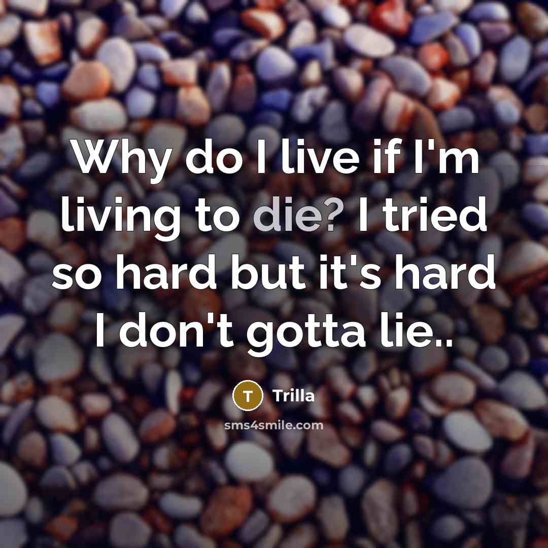 “Why do I live if I'm living to die? I tried so hard but it's hard I don't gotta lie..” quote by Trilla