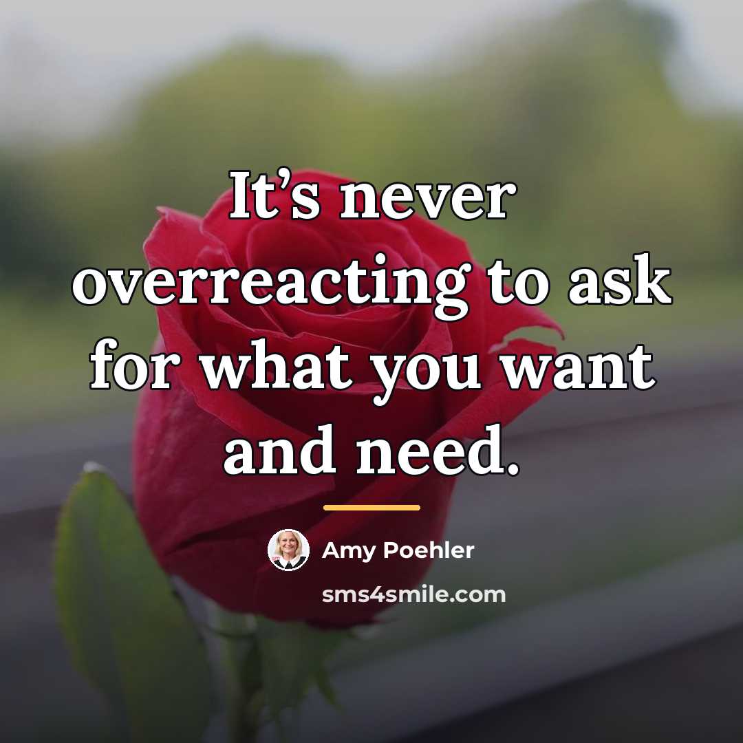 “It’s never overreacting to ask for what you want and…” quote by Amy Poehler