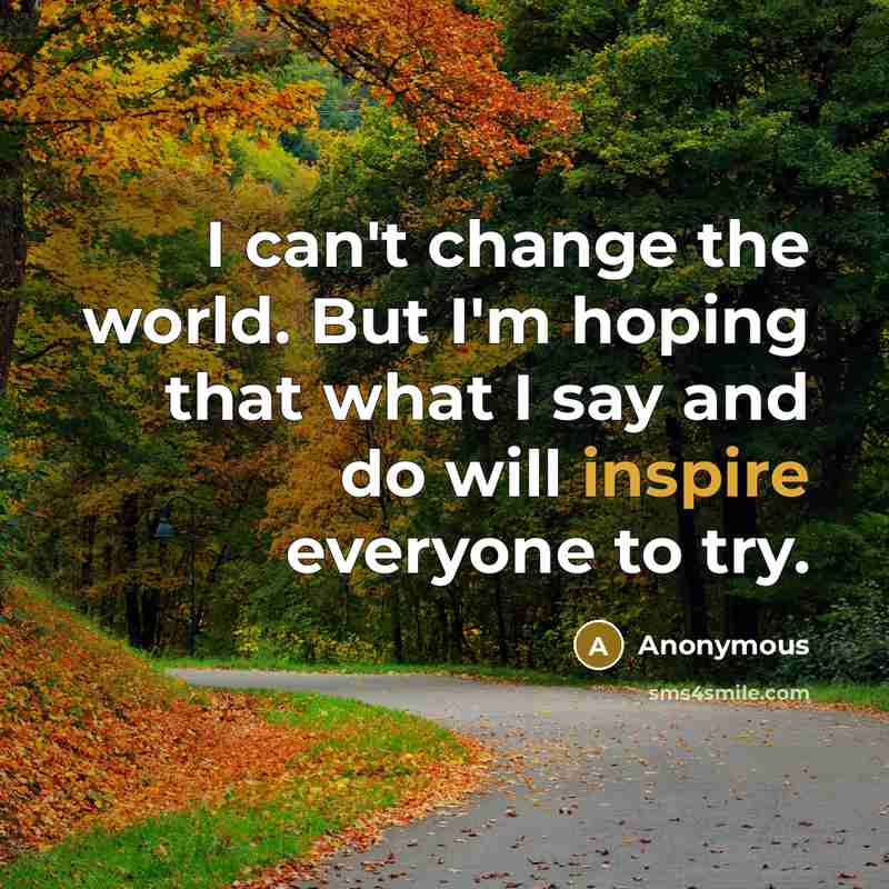 “I can't change the world. But I'm hoping that what…” quote by Anonymous