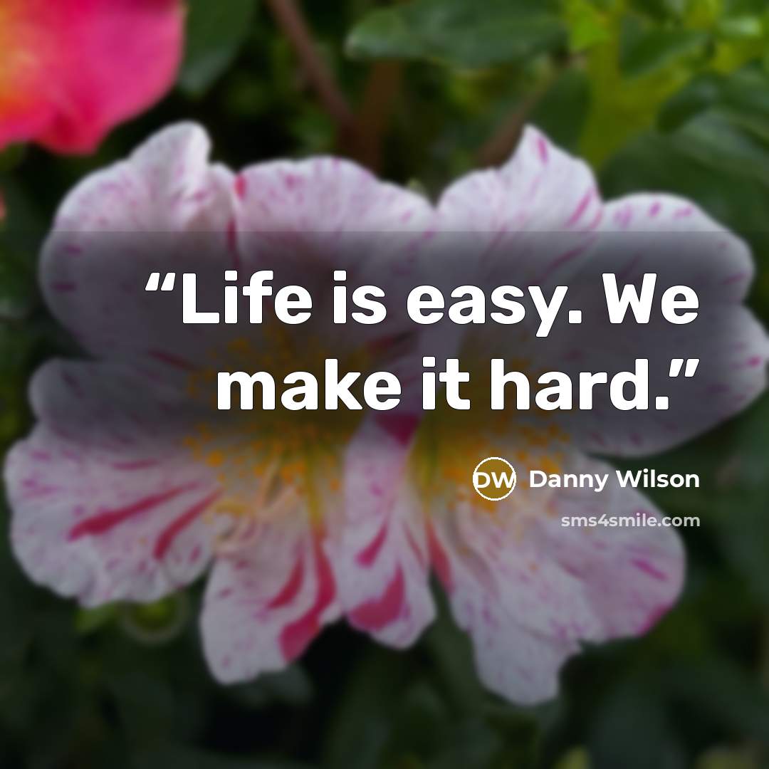 “Life is easy. We make it hard.” quote by Danny Wilson
