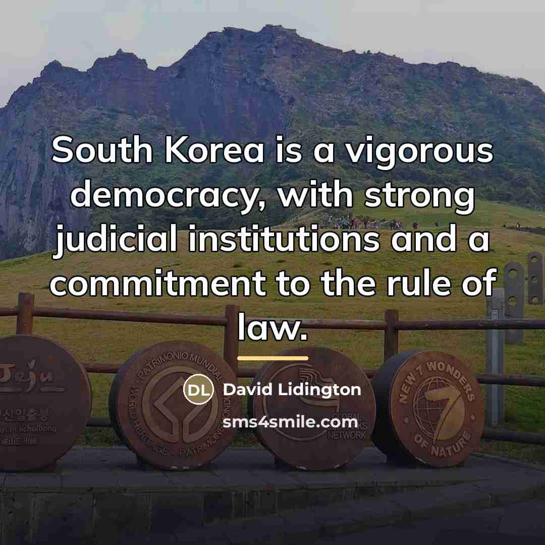 “South Korea is a vigorous democracy, with strong judicial institutions…” quote by David Lidington