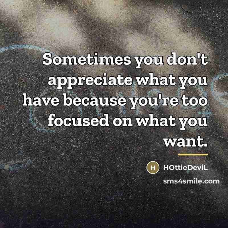 “Sometimes you don't appreciate what you have because you're too…” quote by HOttieDeviL