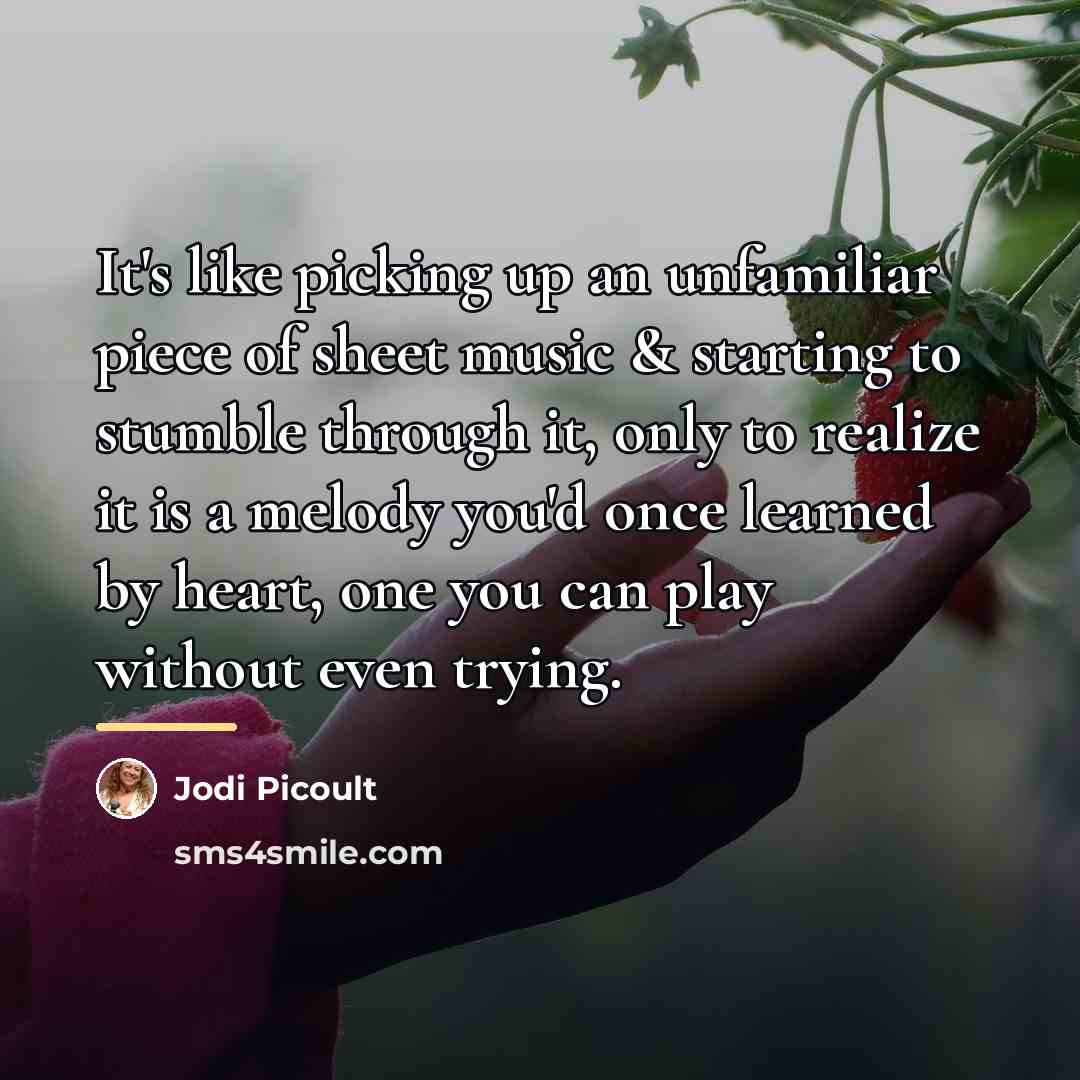 “It's like picking up an unfamiliar piece of sheet music…” quote by Jodi Picoult