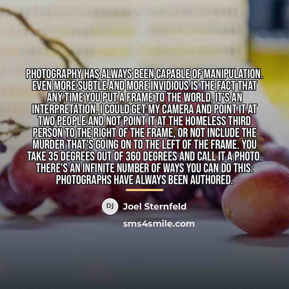 “Photography has always been capable of manipulation. Even more subtle…” quote by Joel Sternfeld