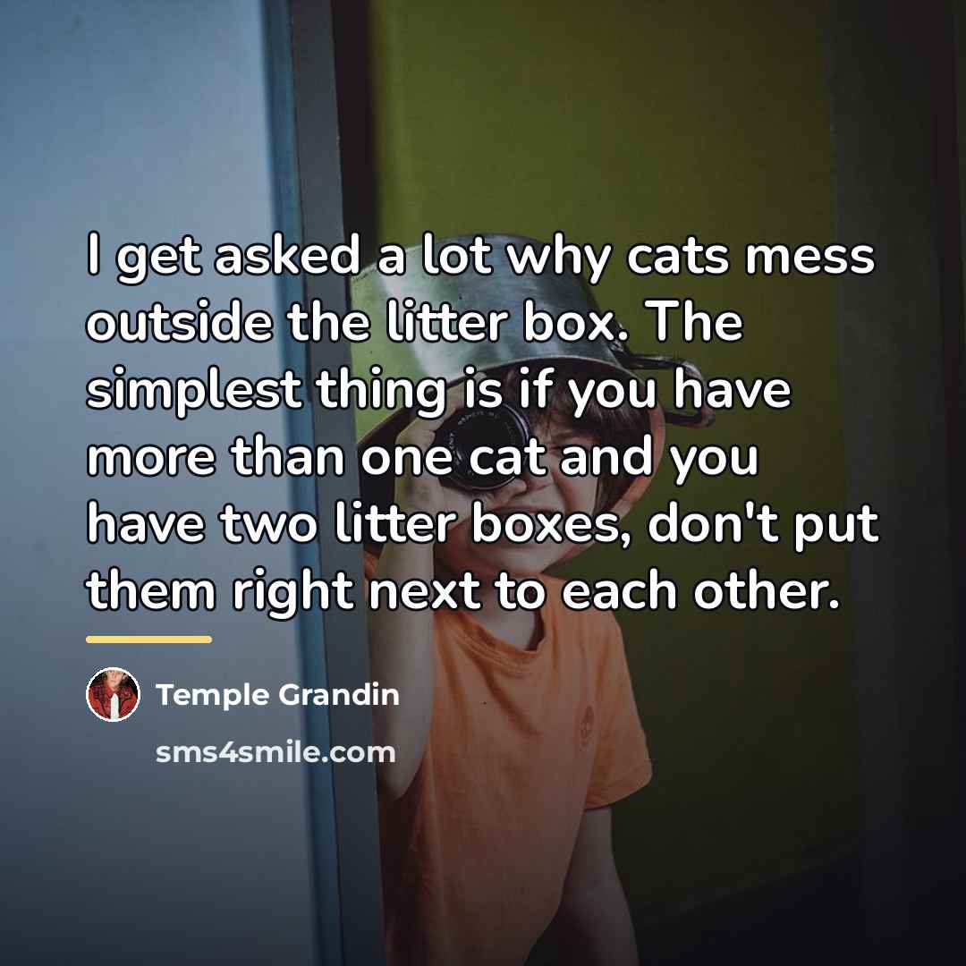 “I get asked a lot why cats mess outside the…” quote by Temple Grandin