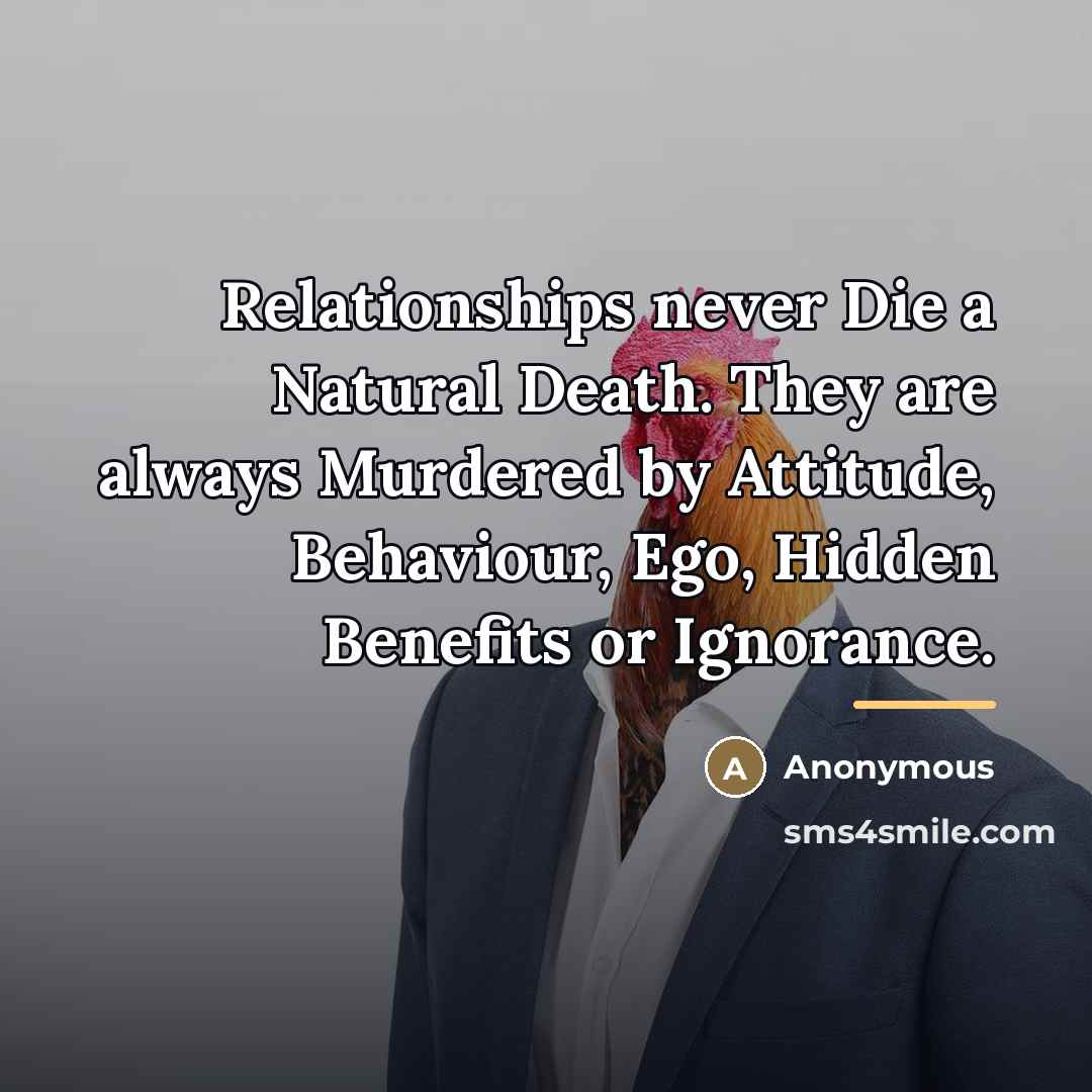 “Relationships never Die a Natural Death. They are always Murdered…” quote by Anonymous