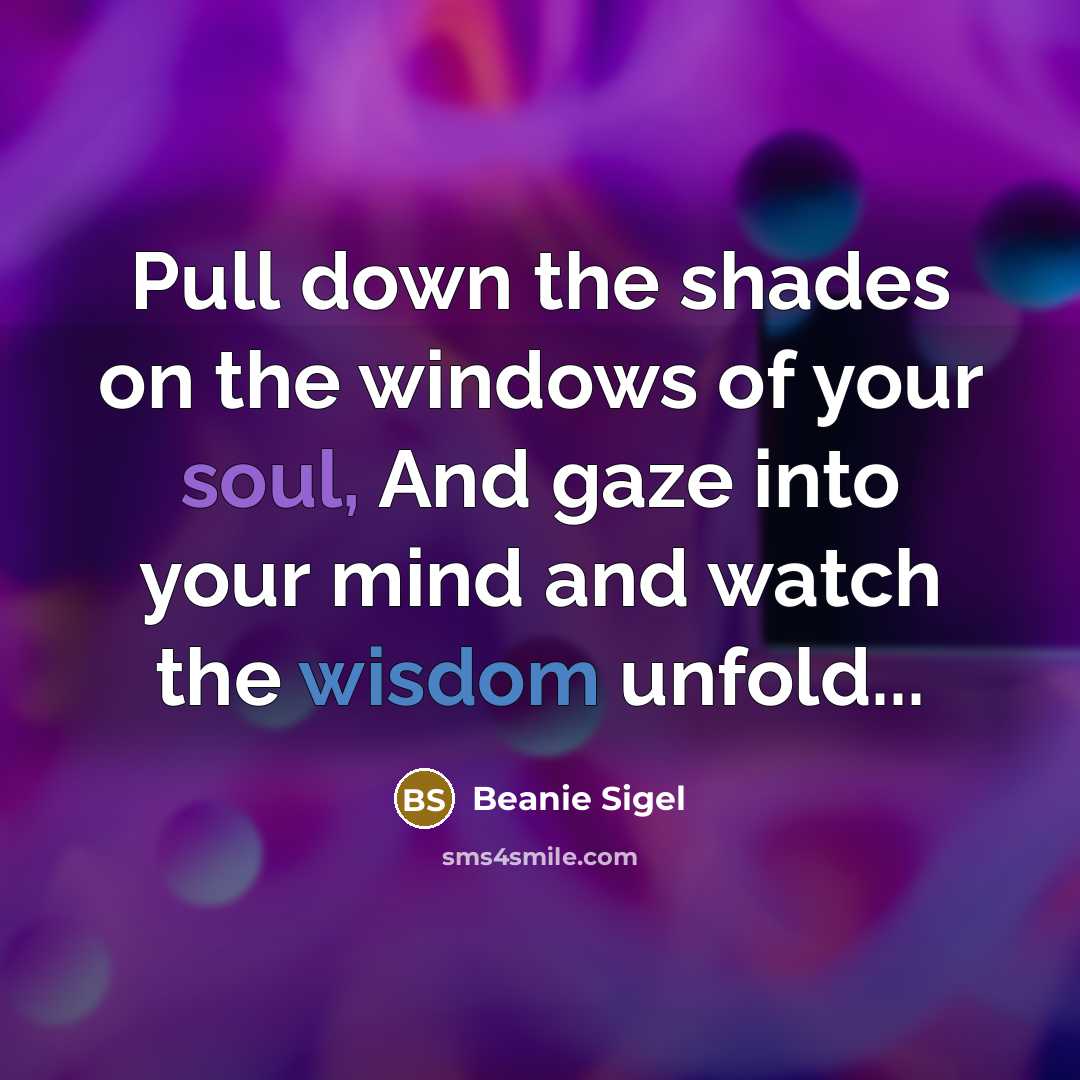 “Pull down the shades on the windows of your soul,…” quote by Beanie Sigel