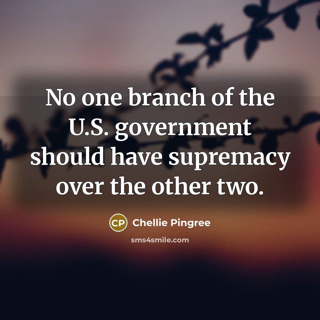 “No one branch of the U.S. government should have supremacy…” quote by Chellie Pingree