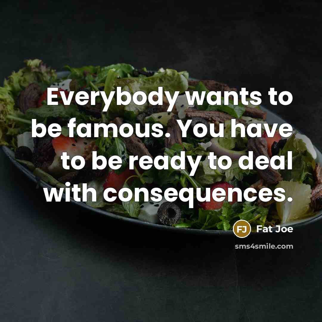 “Everybody wants to be famous. You have to be ready…” quote by Fat Joe