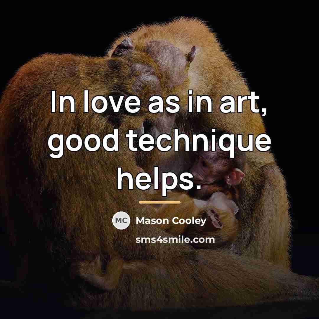 “In love as in art, good technique helps.…” quote by Mason Cooley