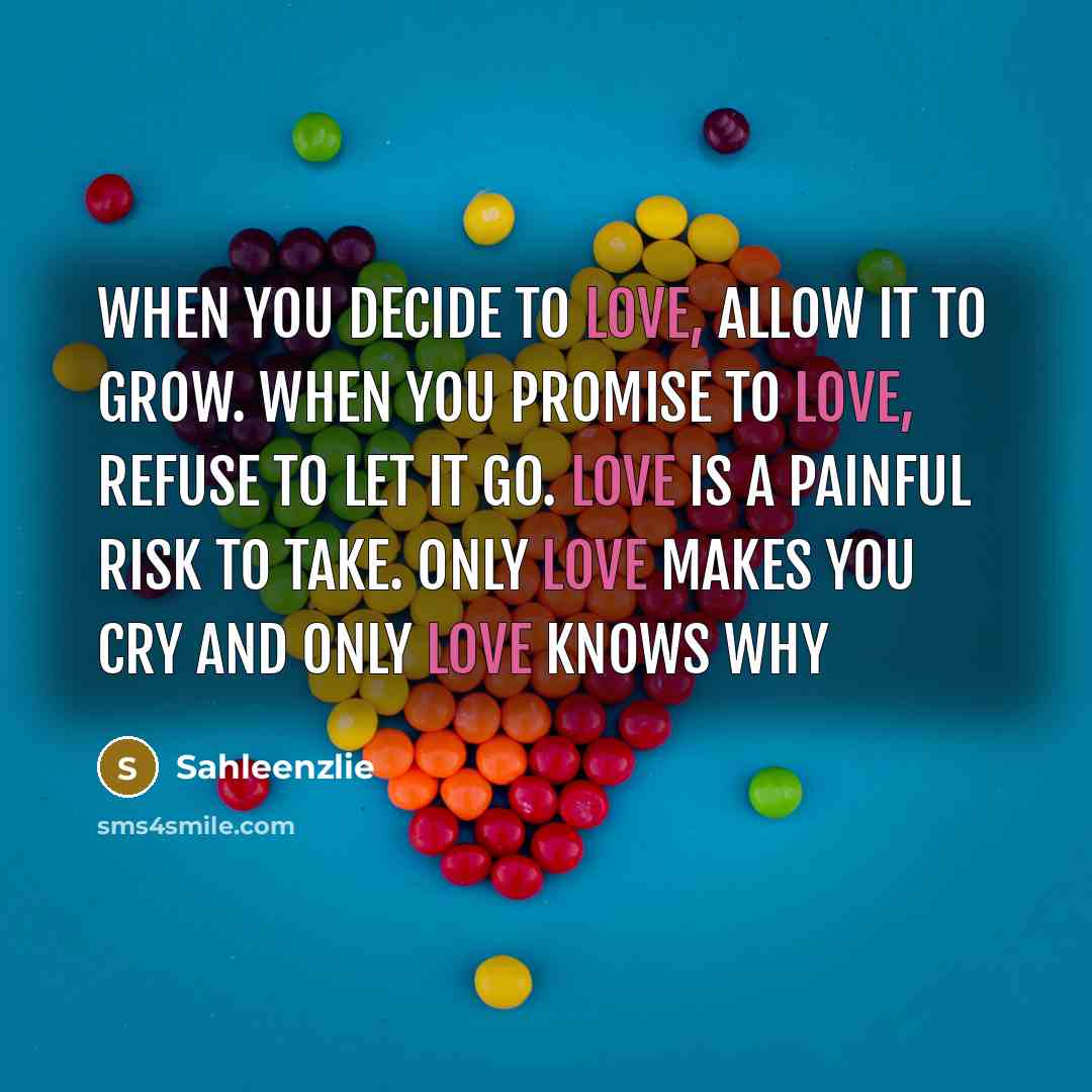 “When you decide to love, Allow it to grow. When…” quote by Sahleenzlie