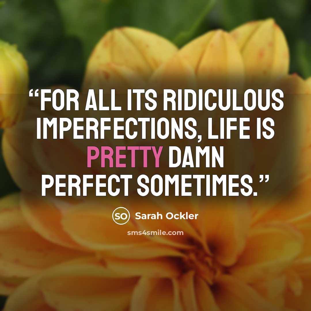 “For all its ridiculous imperfections, life is pretty damn perfect sometimes.” quote by Sarah Ockler