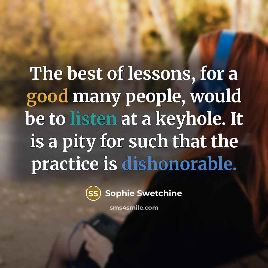 “The best of lessons, for a good many people, would…” quote by Sophie Swetchine