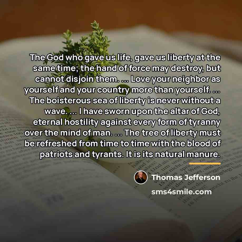 “The God who gave us life, gave us liberty at…” quote by Thomas Jefferson