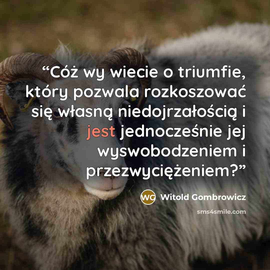 “Cóż wy wiecie o triumfie, który pozwala rozkoszować się własną niedojrzałością i jest jednocześnie jej wyswobodzeniem i przezwyciężeniem?” quote by Witold Gombrowicz