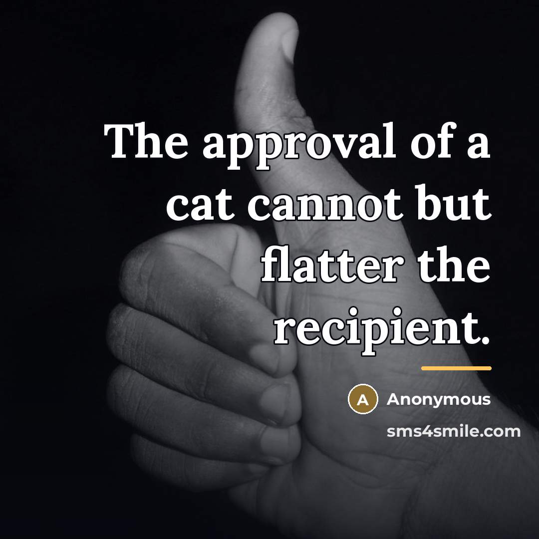 “The approval of a cat cannot but flatter the recipient.…” quote by Anonymous