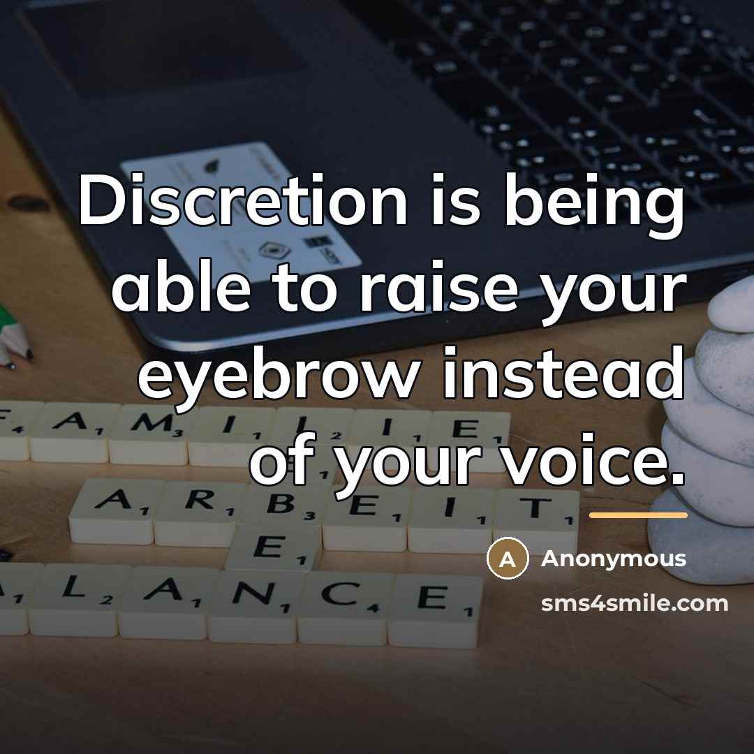“Discretion is being able to raise your eyebrow instead of…” quote by Anonymous